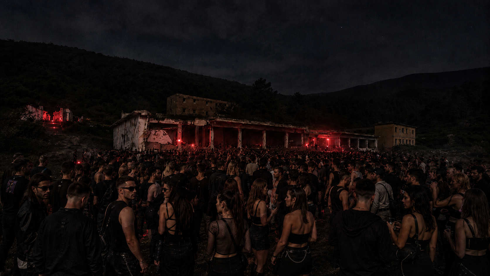 Concept visual of the ZBOR Night 01 outdoor barracks dancefloor